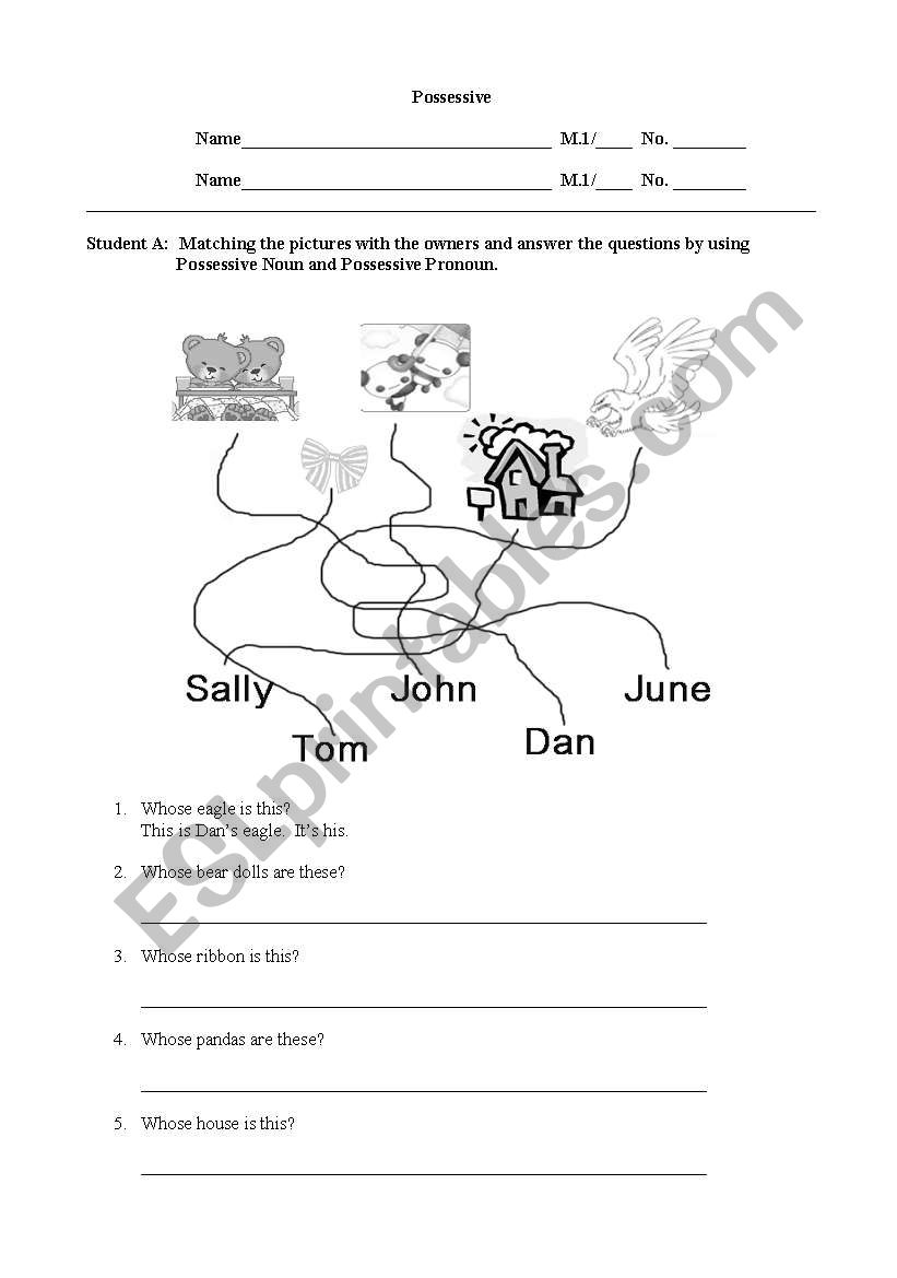 Possesives Worksheet worksheet