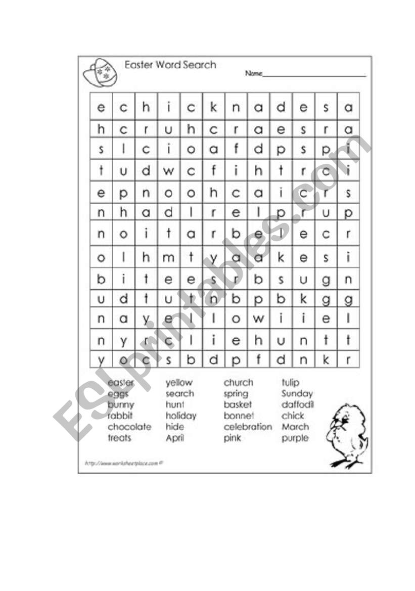 Easter crossword worksheet