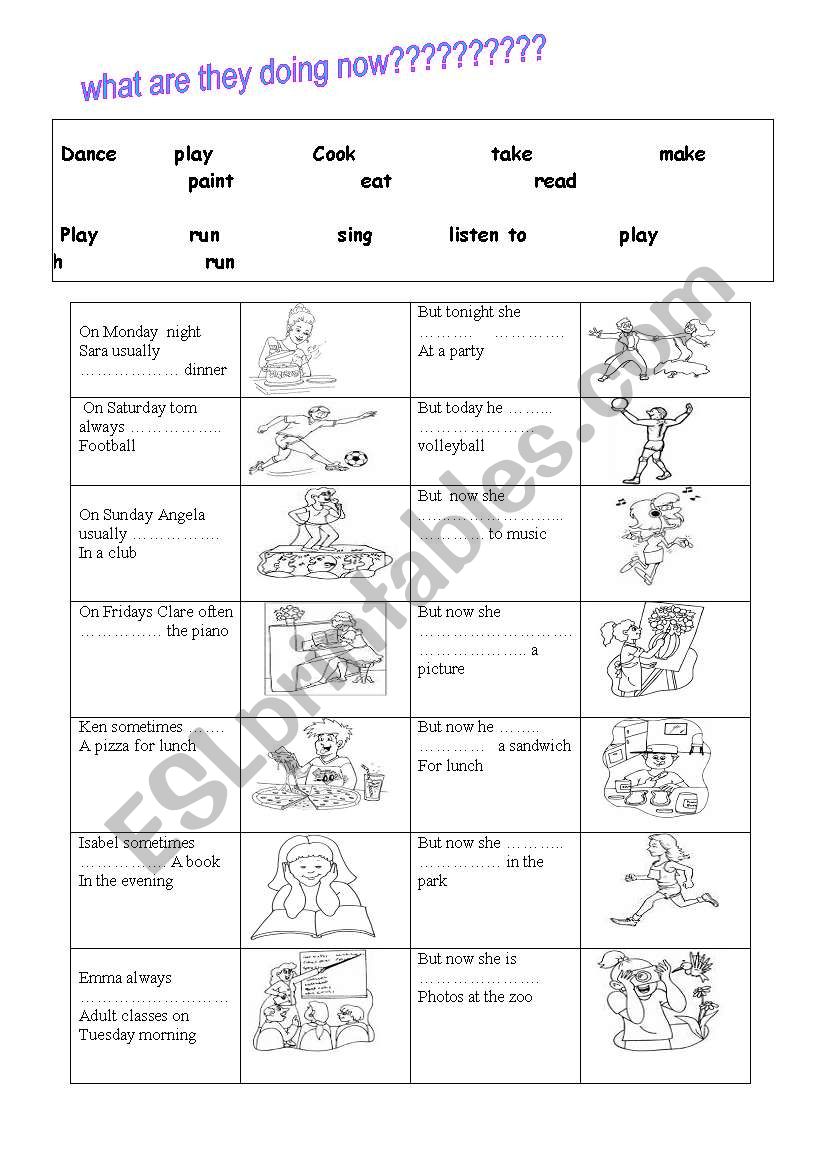 What are they doing now ? worksheet