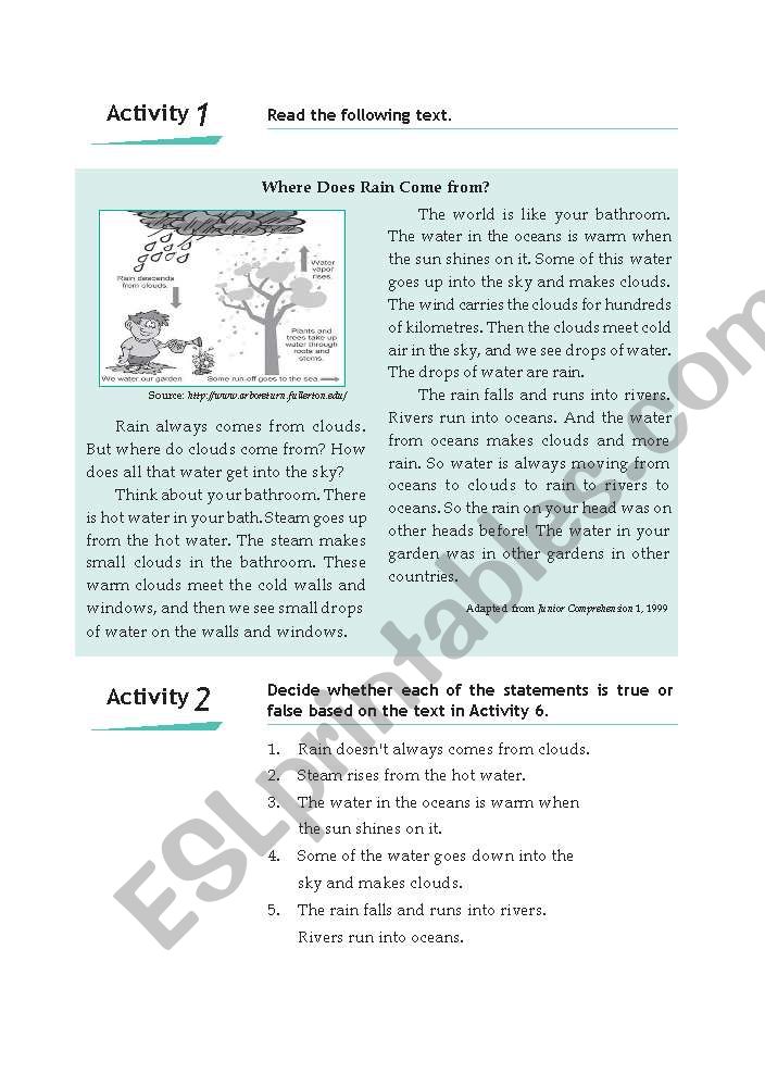 Explanation Text exercise.  worksheet