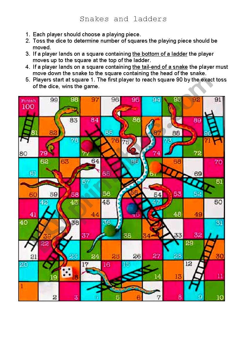 Snakes and ladders worksheet