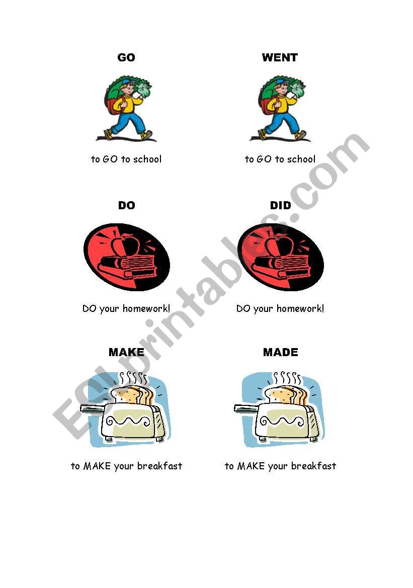 MEMORY: PAST TENSE IRREGULAR VERBS (p. 1-3)