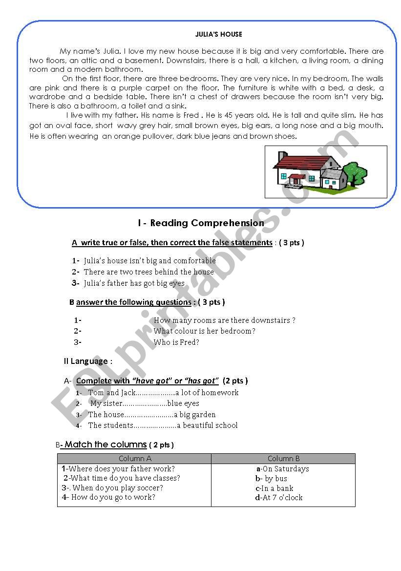 Julias dream house worksheet