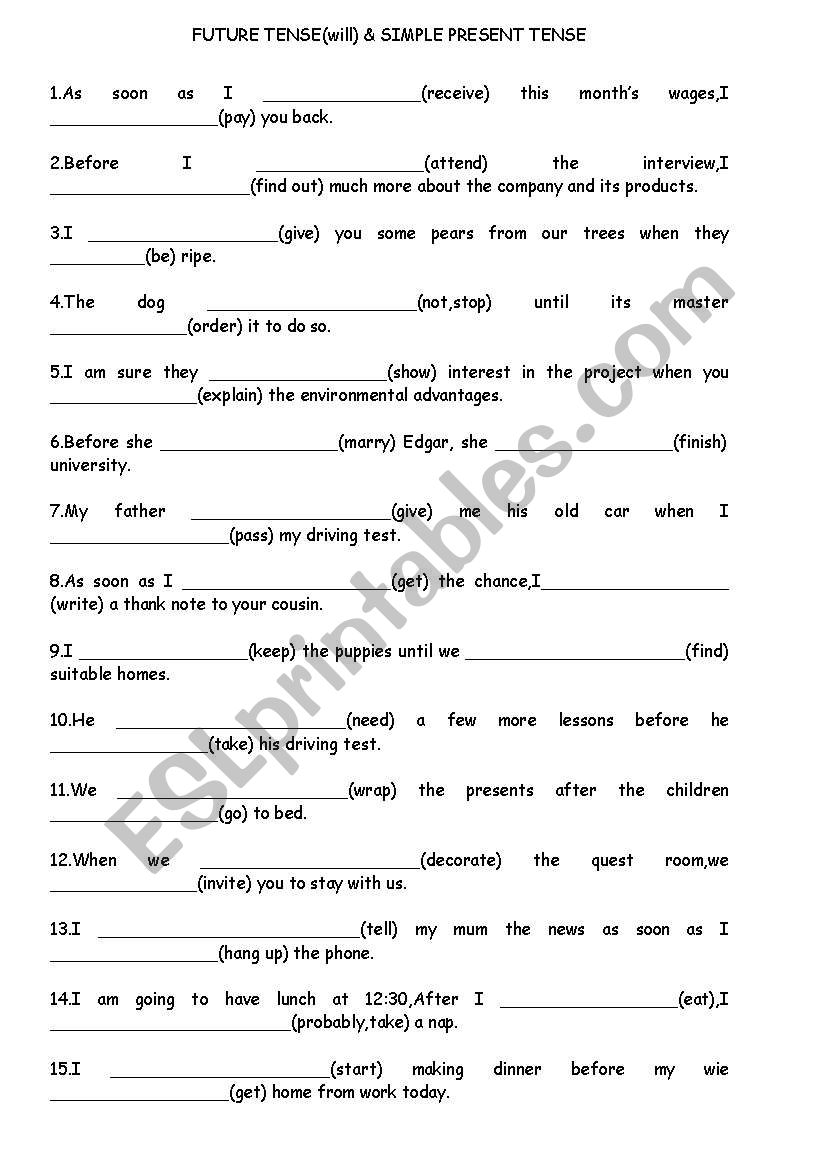 Future tense & Simple Present Tense