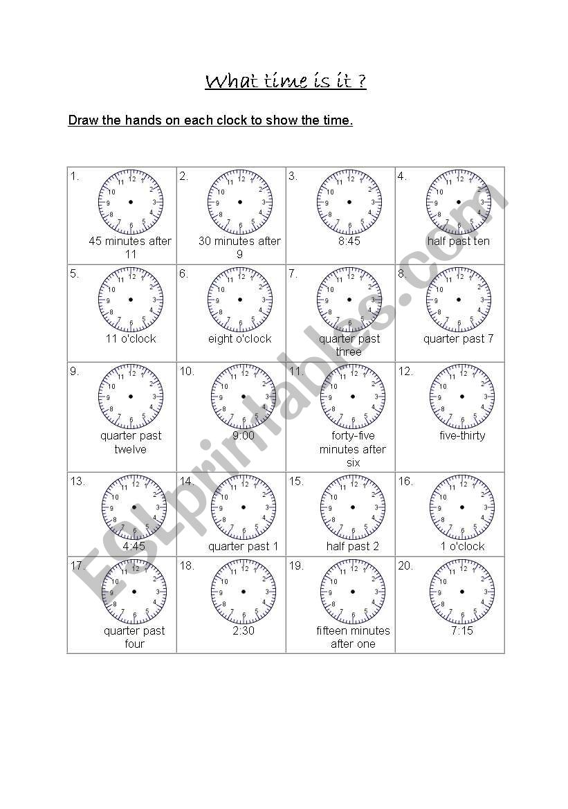 What time is it? worksheet