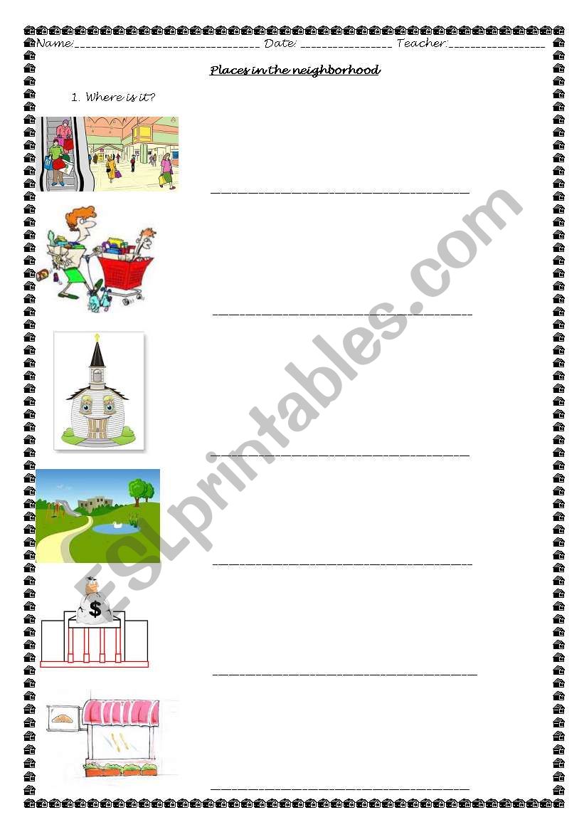 PLACES IN THE NEIGHBORHOOD worksheet