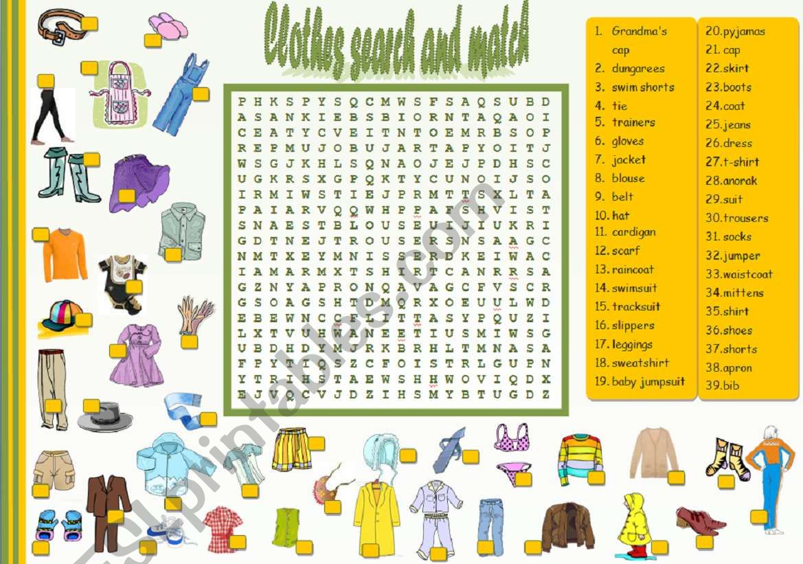 CLOTHES worksheet