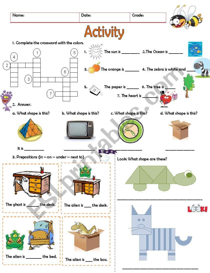 Colours and shapes worksheet