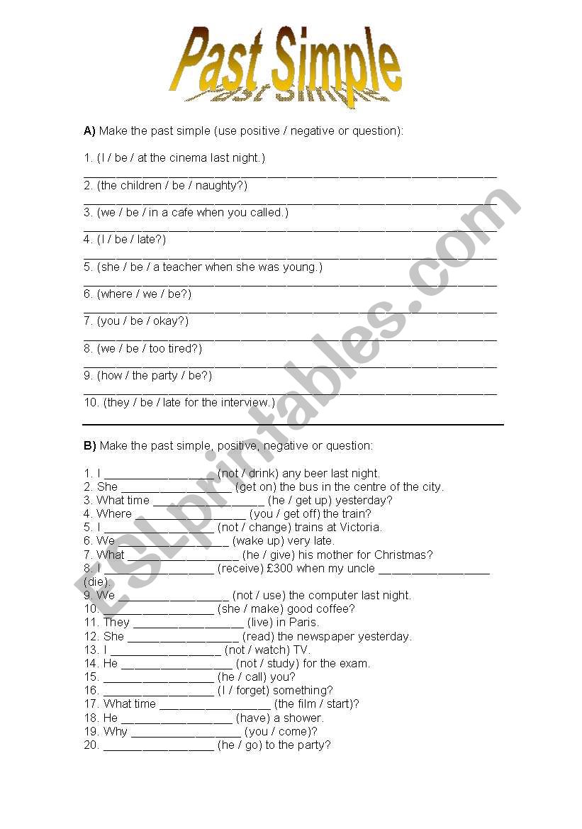 PAST SIMPLE worksheet