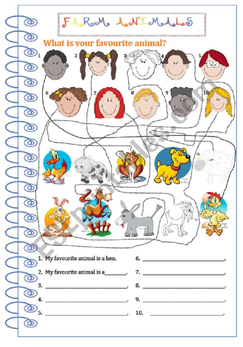 My favourite farm animal. ESL worksheet by mariposaeflteacher
