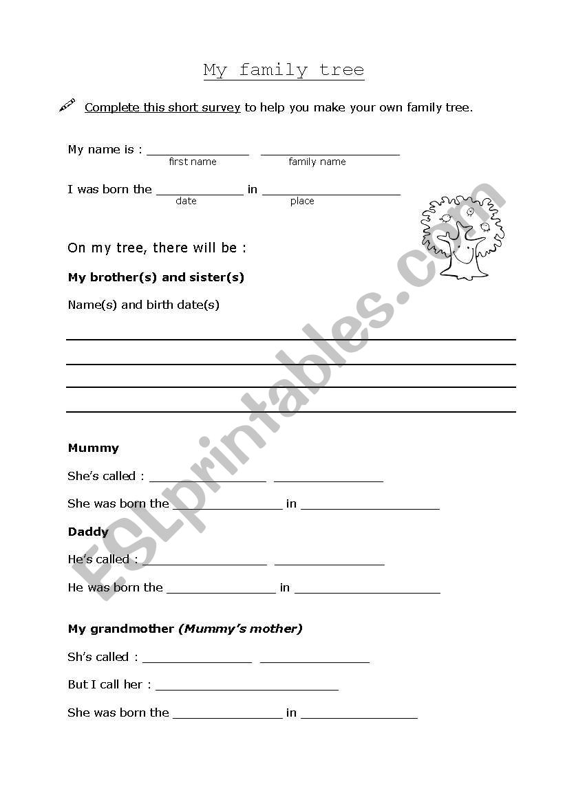 My family worksheet