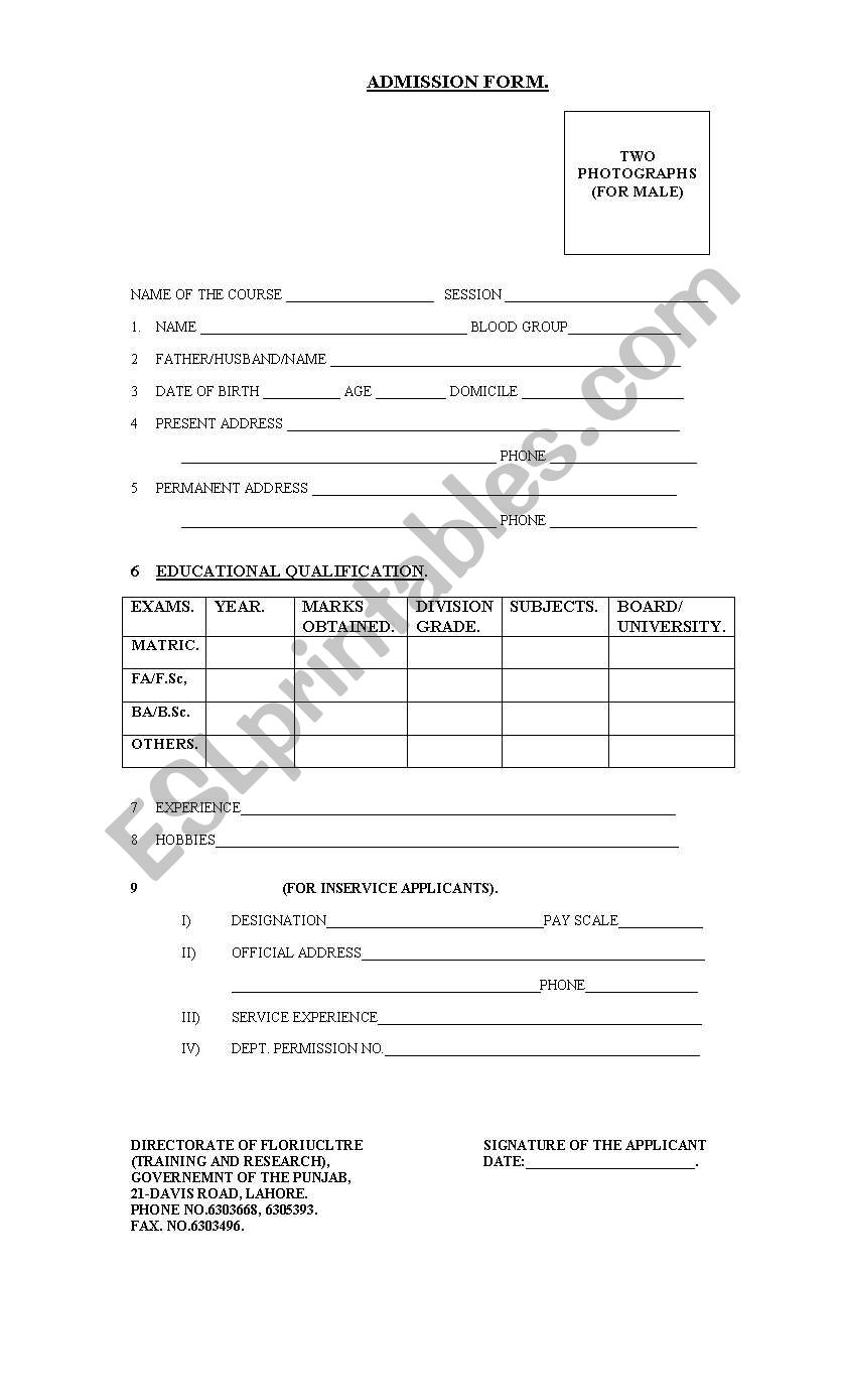 formation worksheet