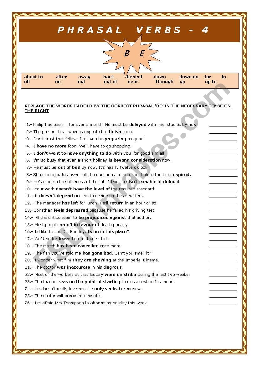 Phrasal Verbs worksheet