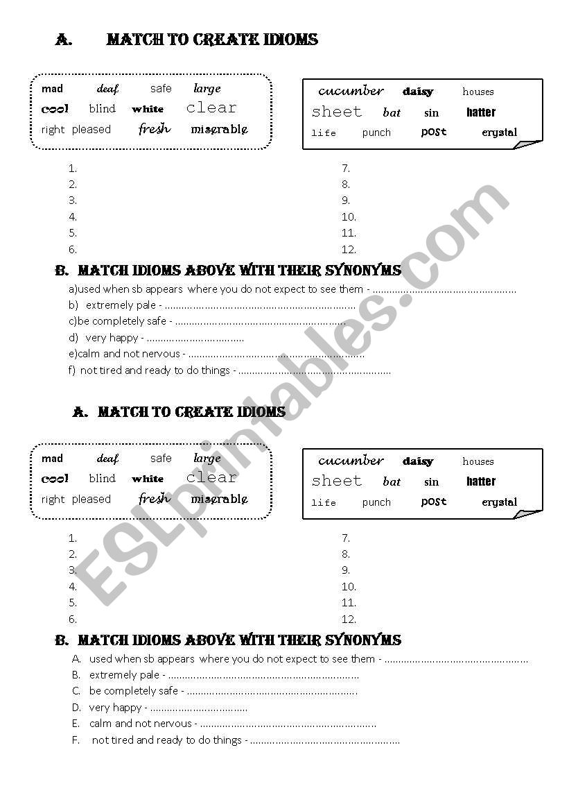 As ... as  idioms - 2 exercises 