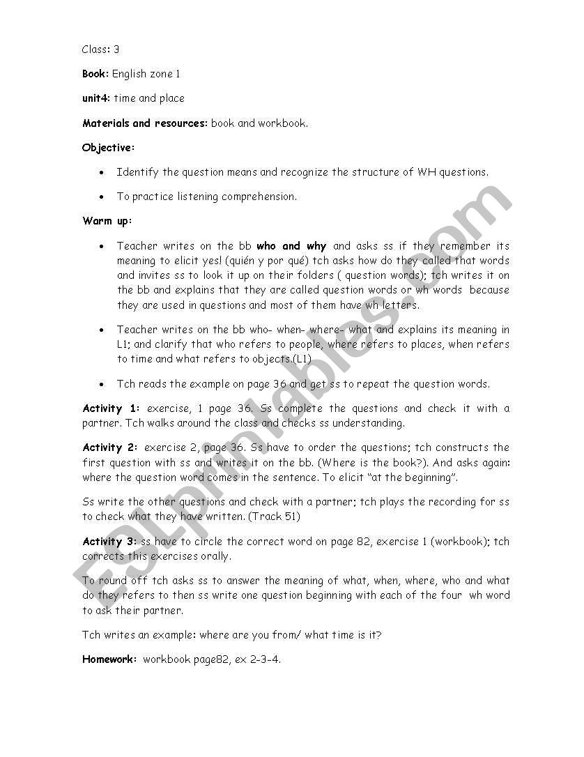 LESSON PLAN worksheet