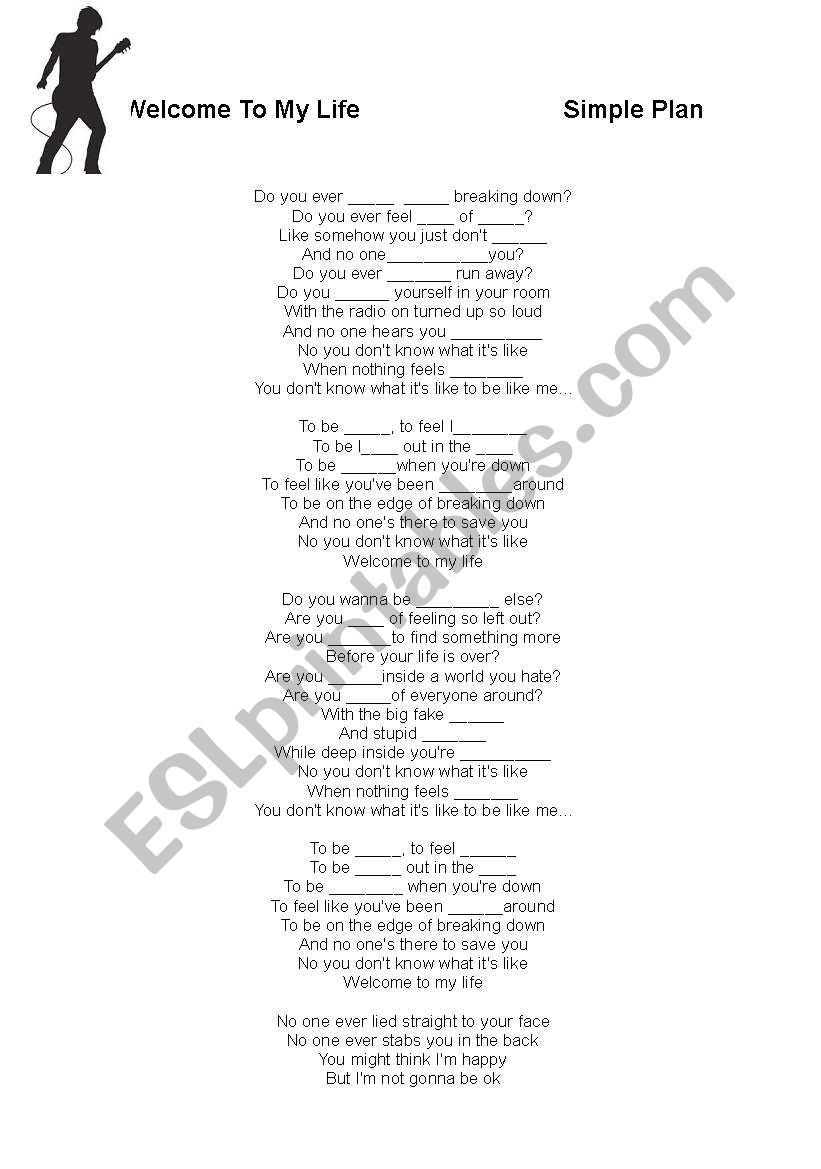 Welcome to my life   lyrics to fill in. BULLY THEME
