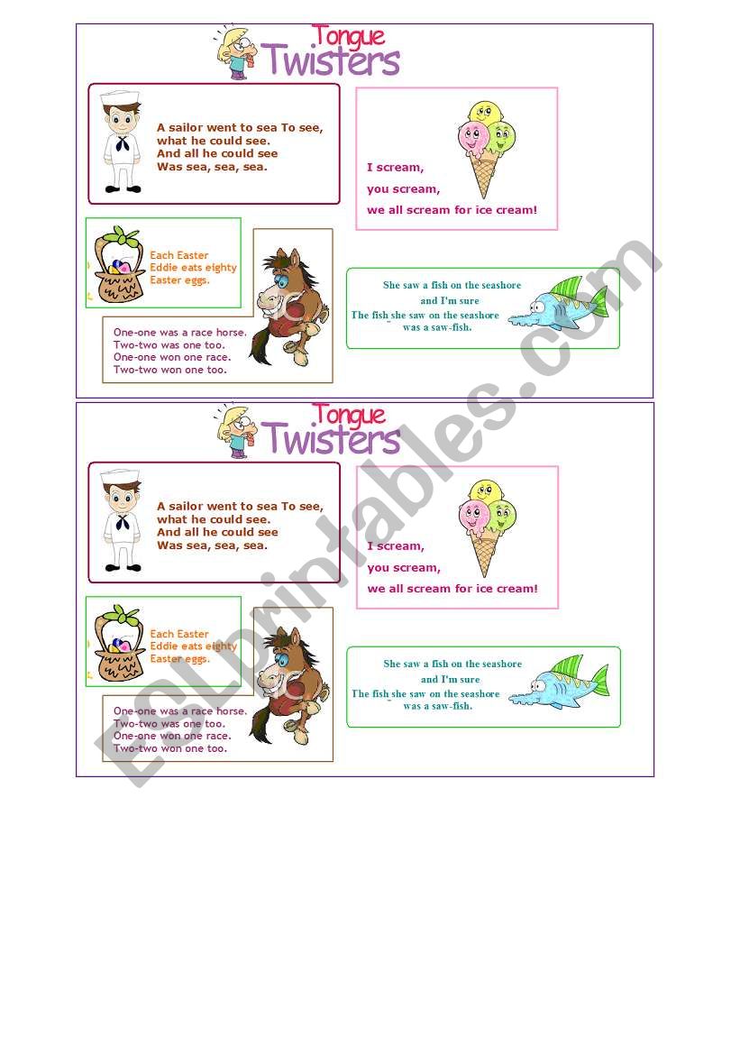 tongue twisters! worksheet