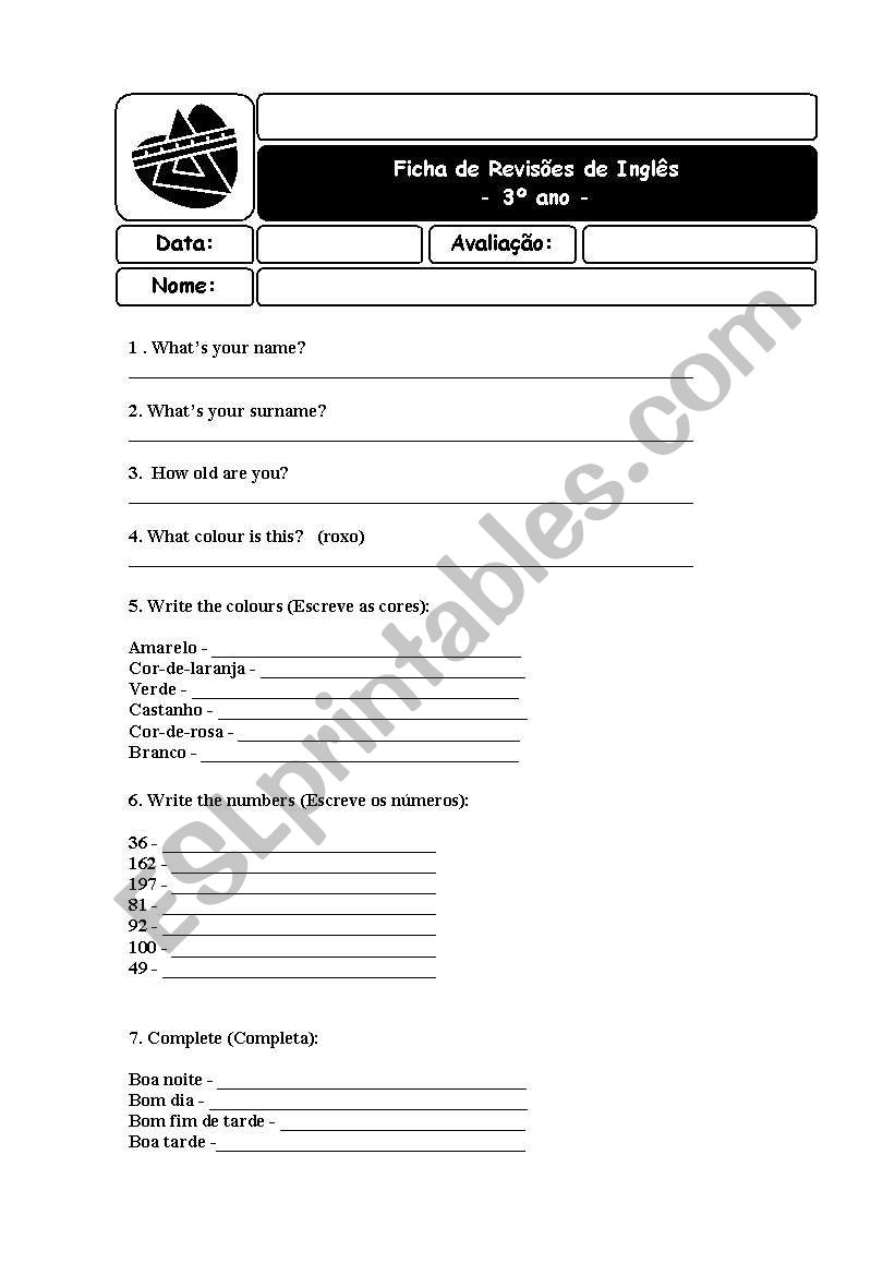test worksheet