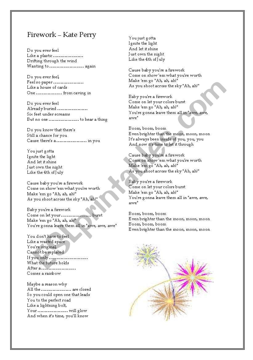 Firework worksheet