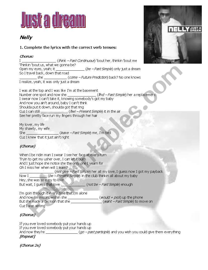 Just a dream - Nelly worksheet