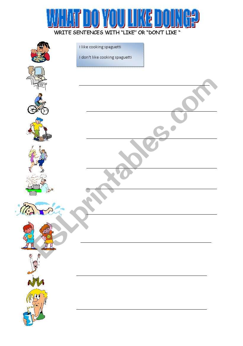 what do you like doing? worksheet