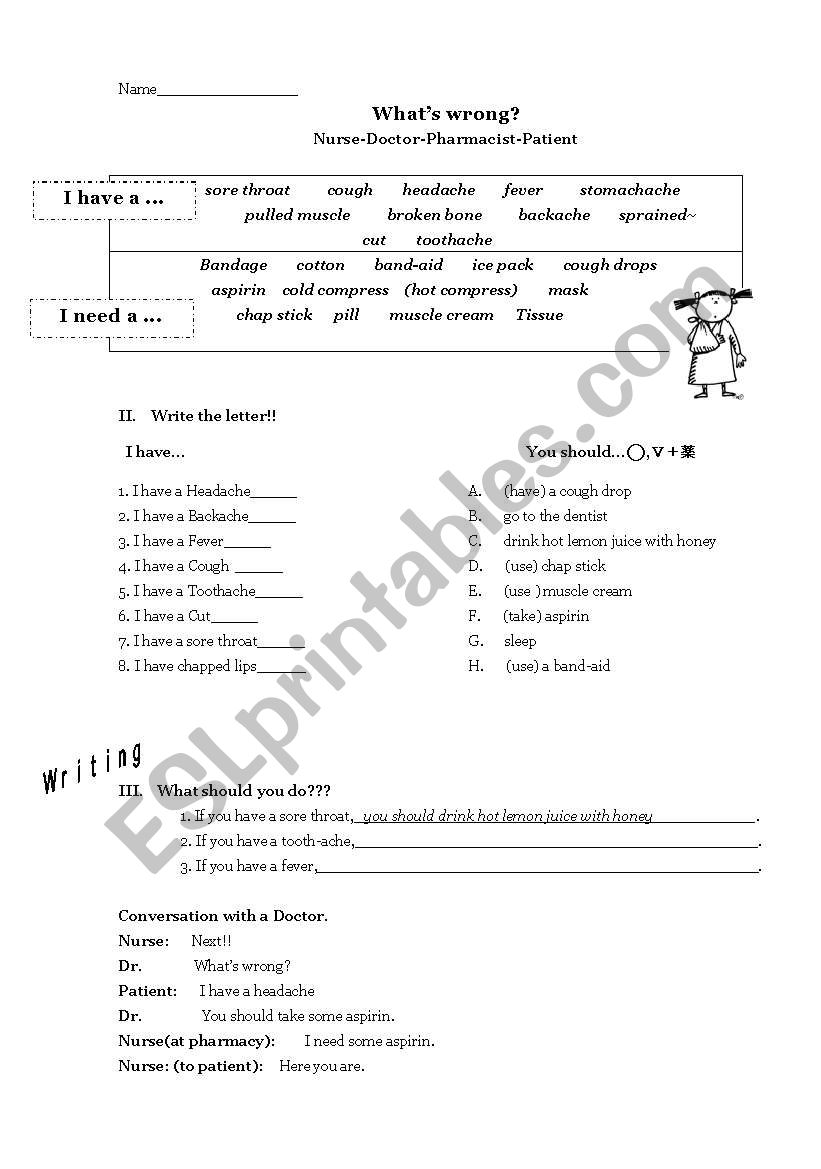 Whats wrong? worksheet