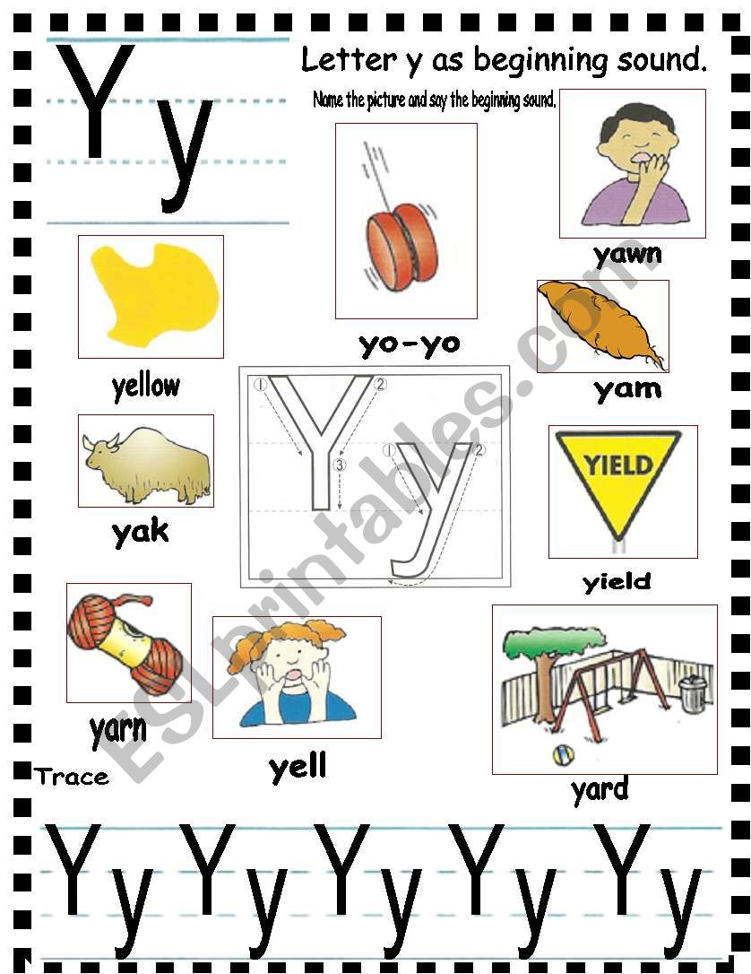ABC-letter Yy and sentences worksheet
