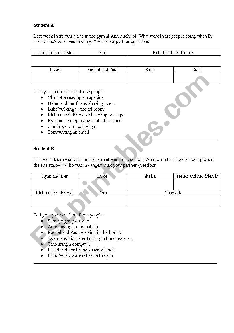 The past continuous worksheet