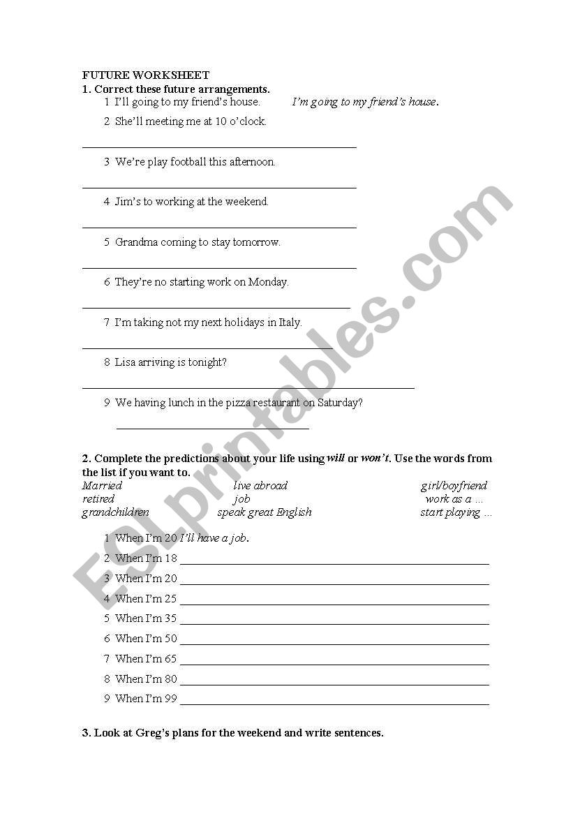 FUTURE TENSE worksheet