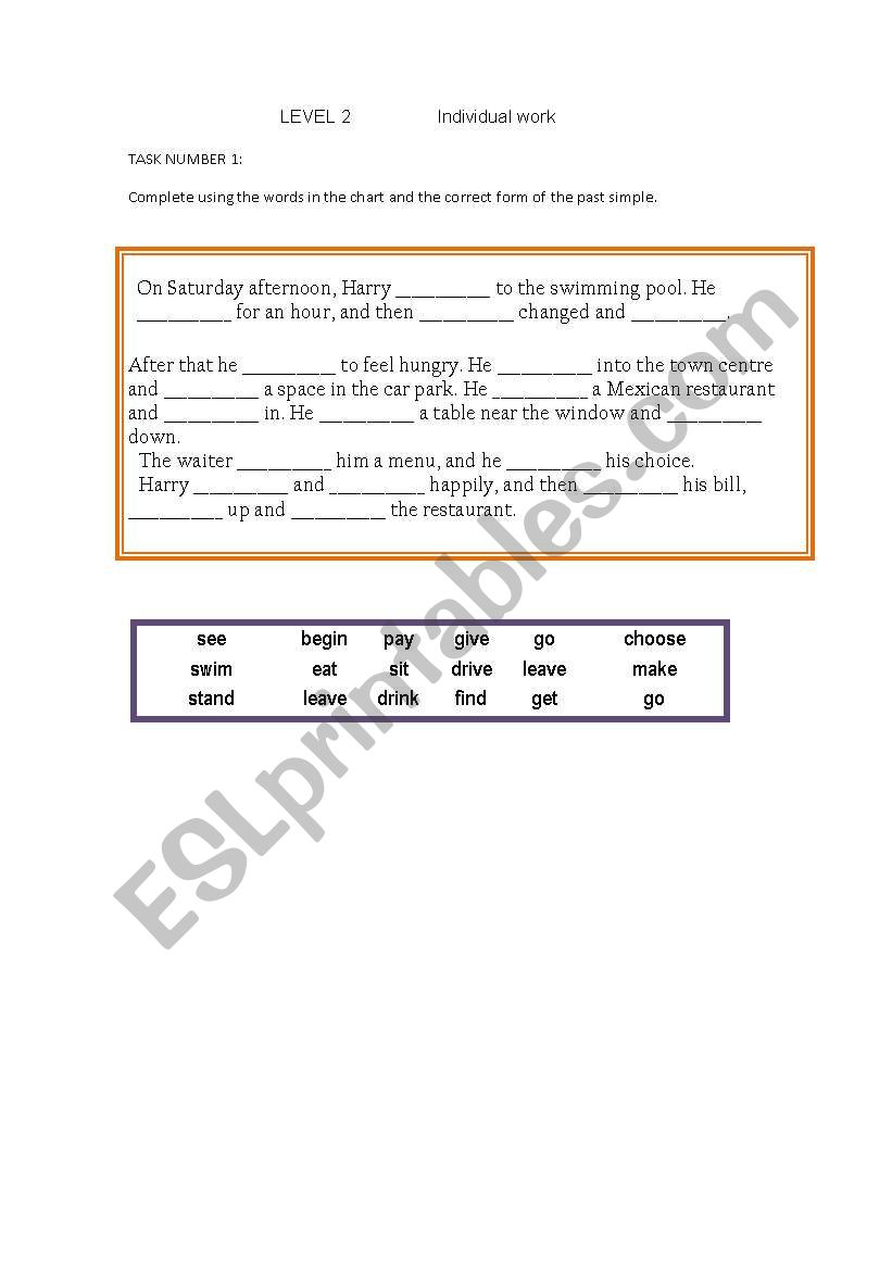 PAST SIMPLE worksheet