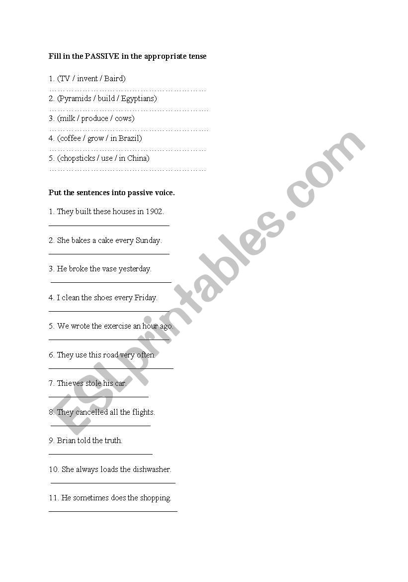 Passive voices worksheet