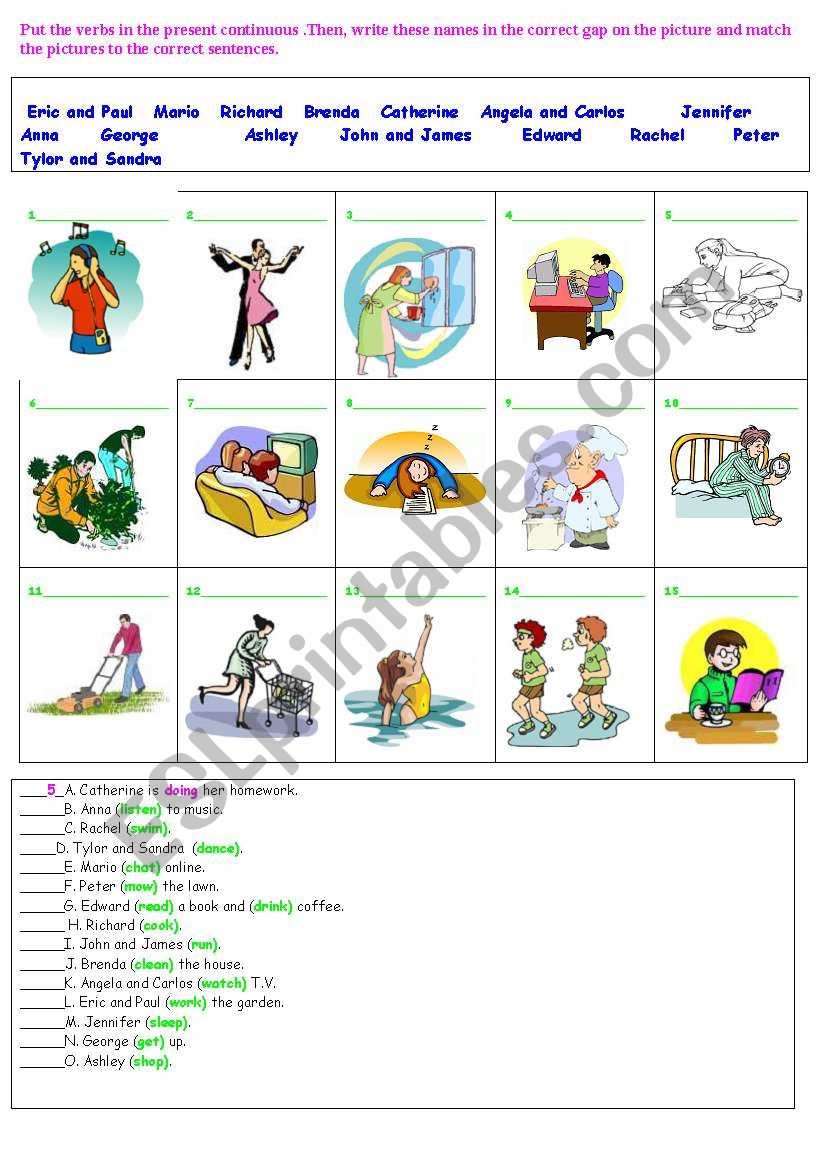 present continuous worksheet