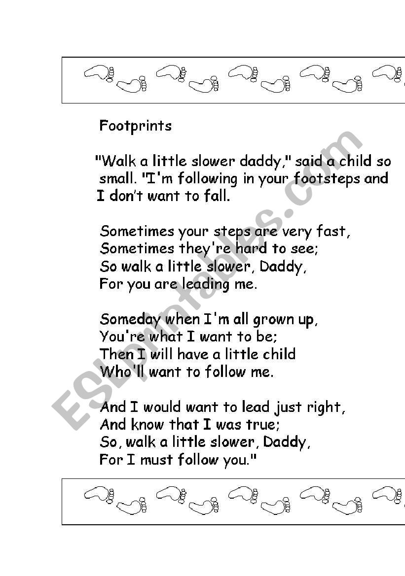 Footprints- a fathers day poem