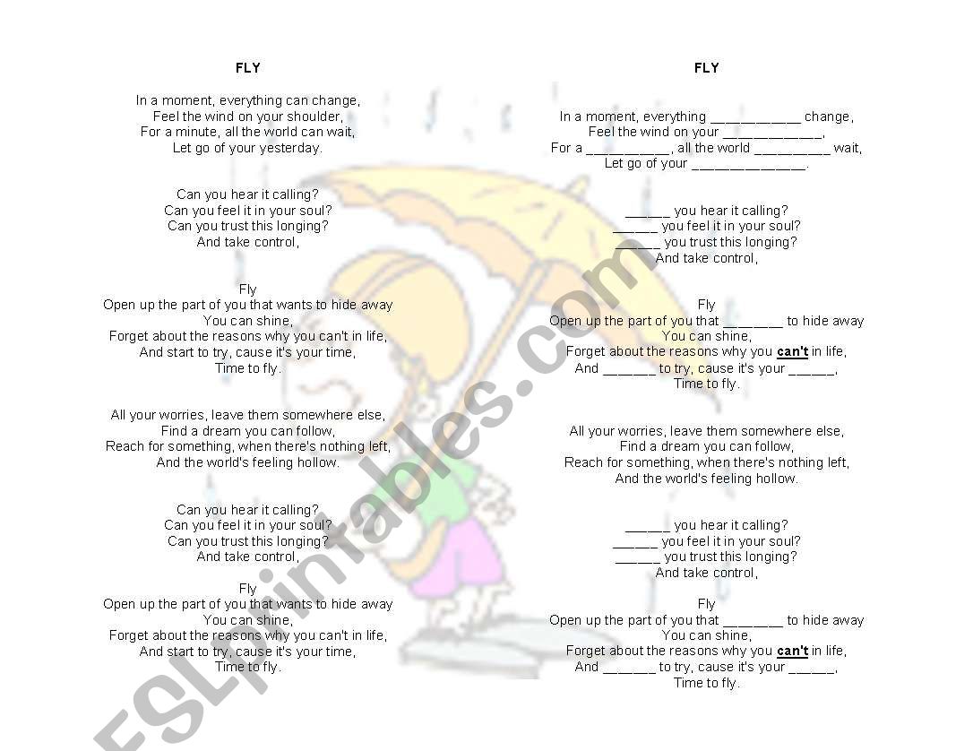 FLY SONG worksheet