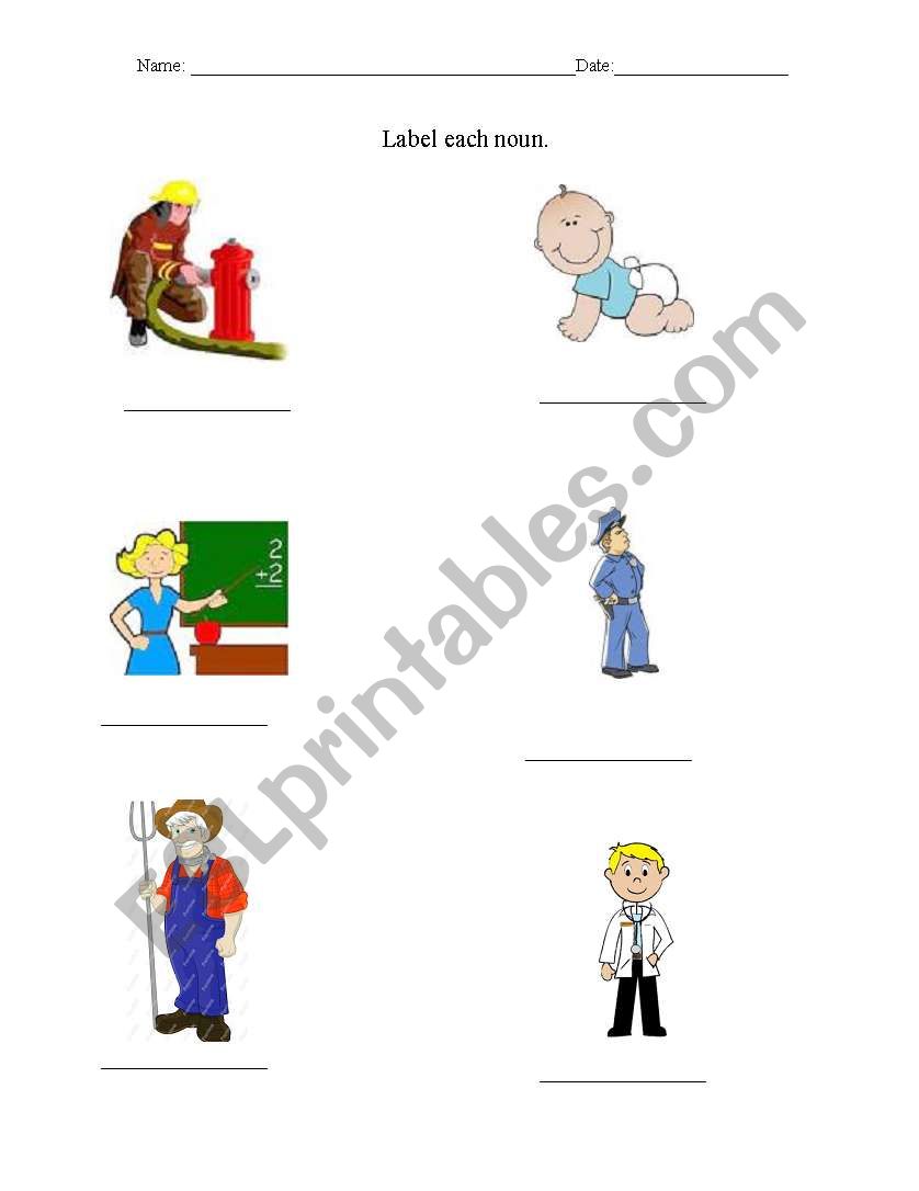 Noun labels worksheet