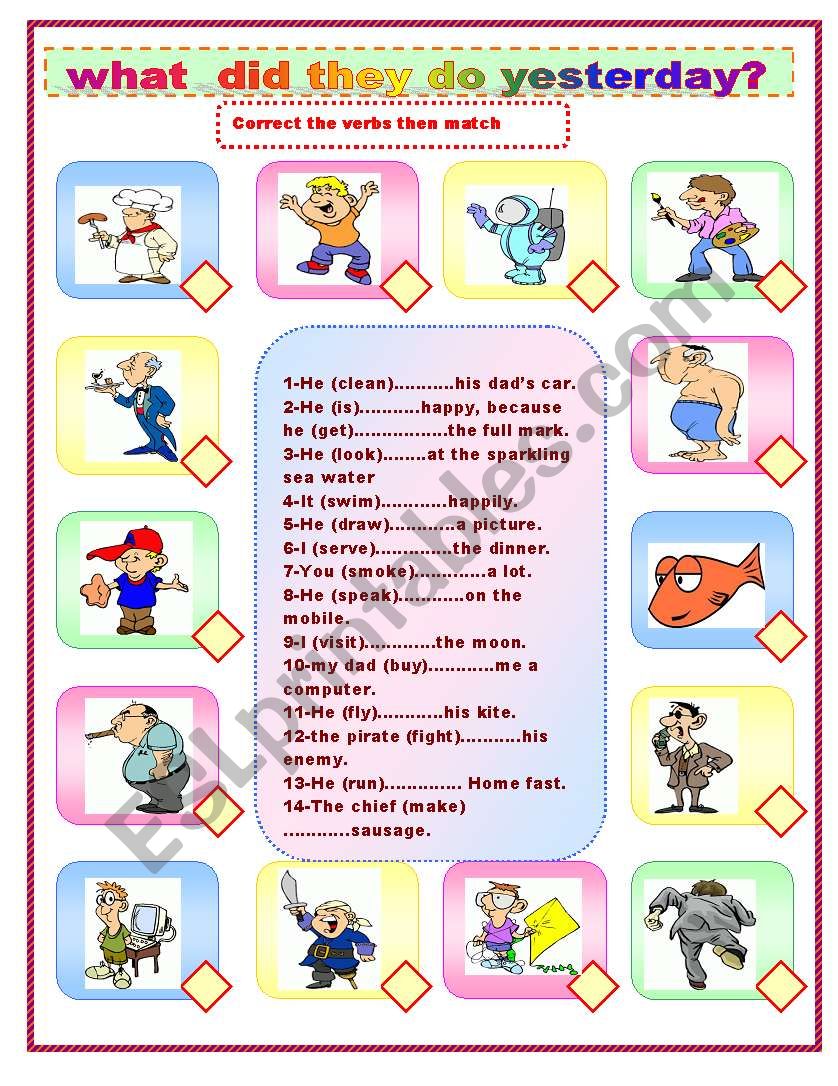 what did they do yesterday? worksheet