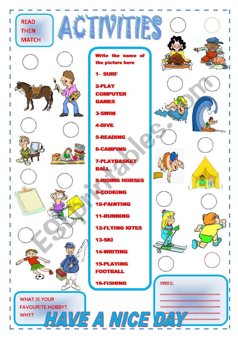 ACTIVITIES worksheet