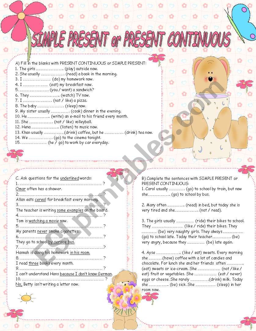 Present simple vs Present continuous tense