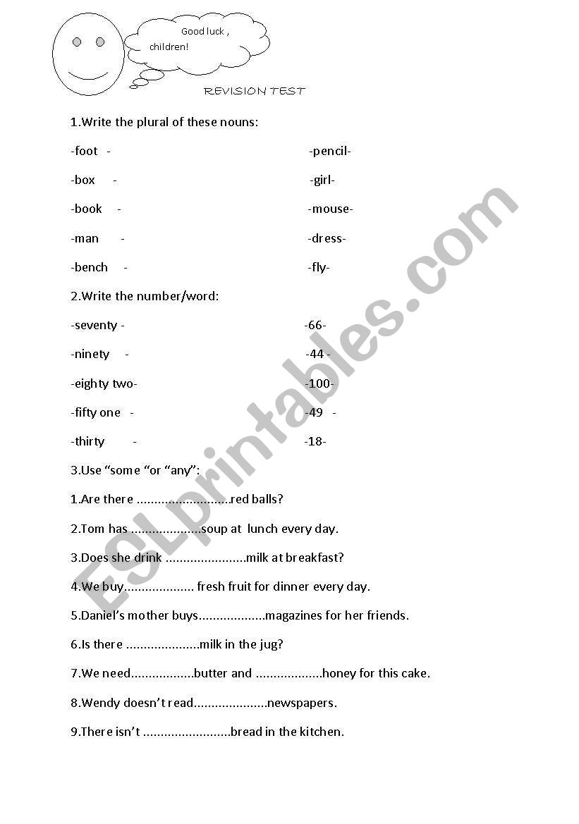 Revision Worksheet worksheet