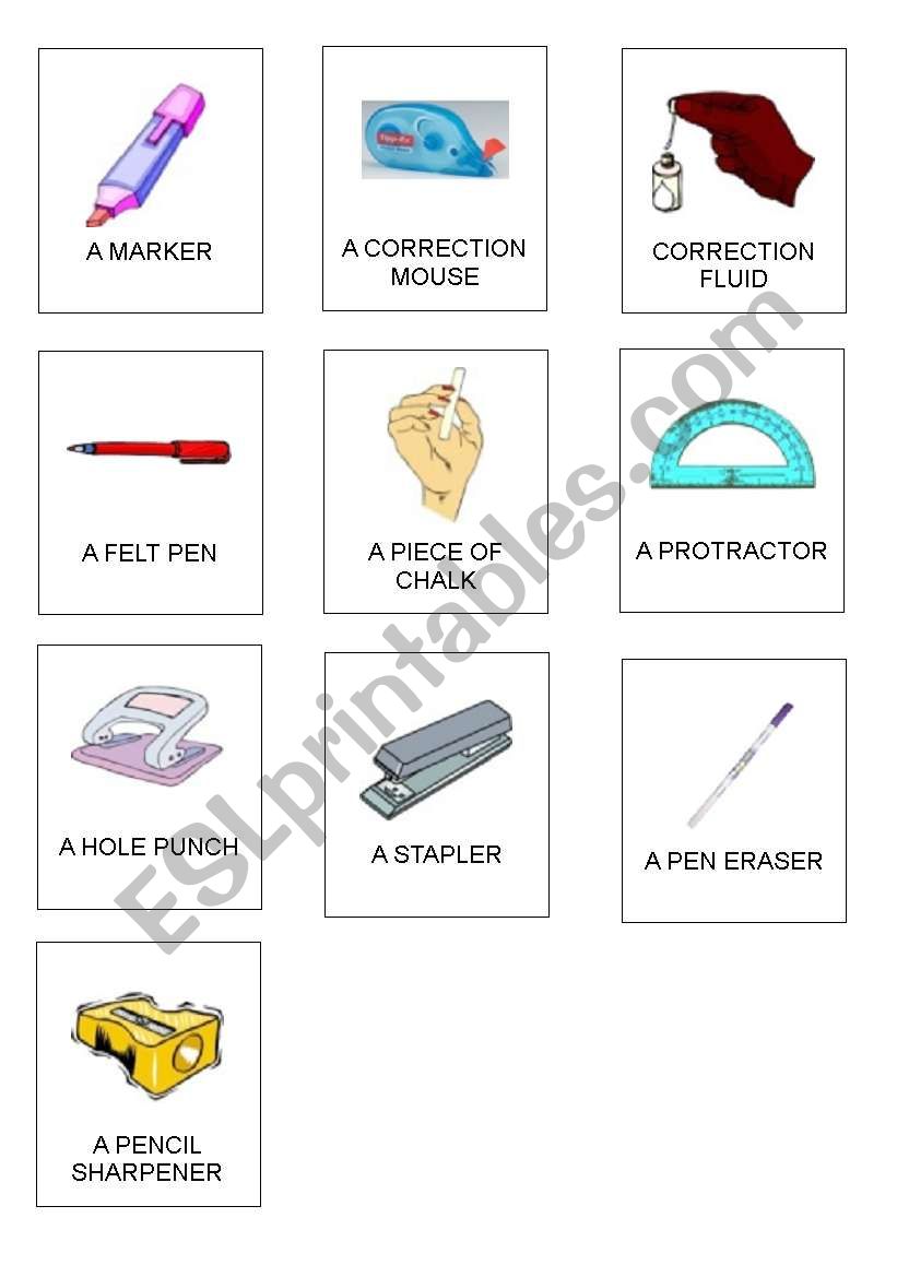 SCHOOL THINGS - CARDS (2) worksheet