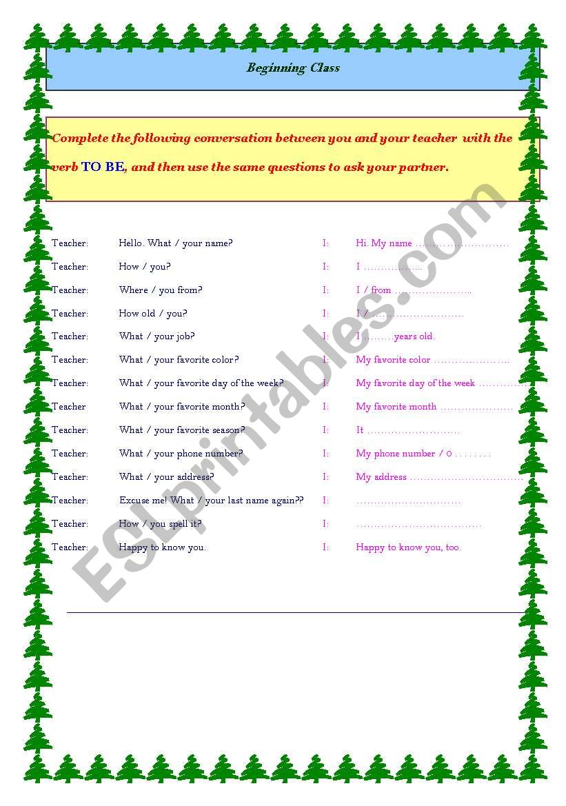 Verb TO BE worksheet