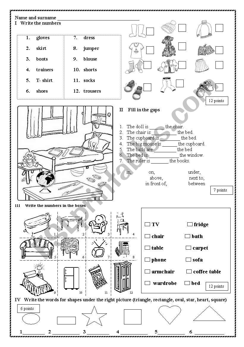 Test for very young kids worksheet