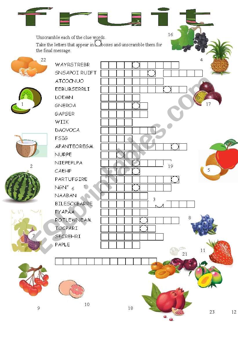 fruit worksheet