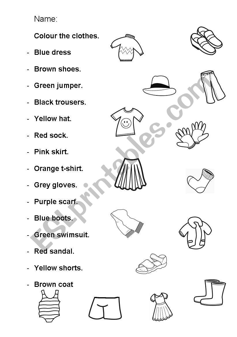 The clothes worksheet