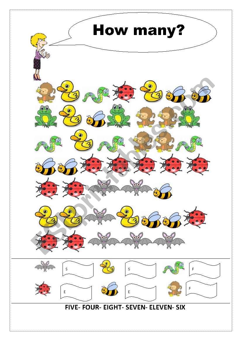HOW MANY?  Count the Animals worksheet