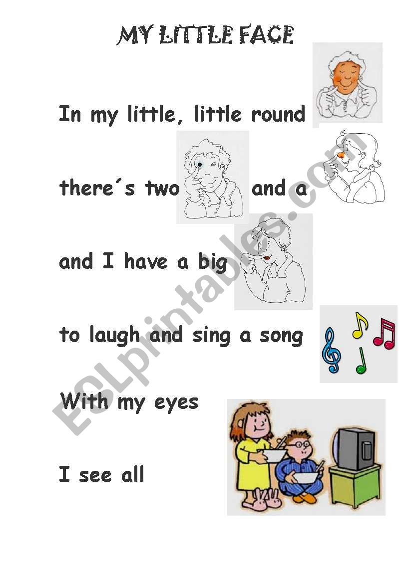 my little face song worksheet