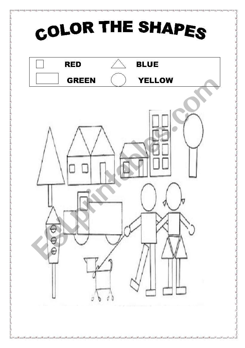 SHAPES-LETS COLOR THEM! worksheet