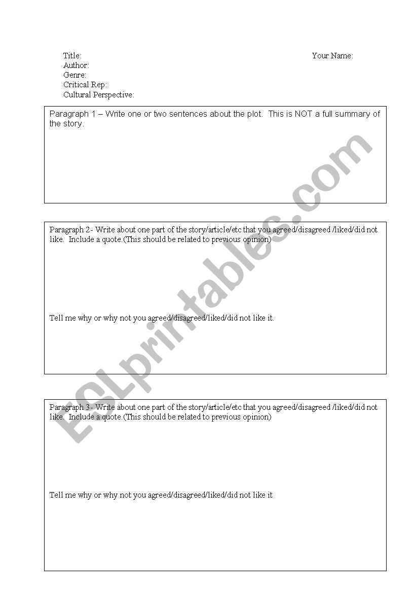 Response to text template worksheet