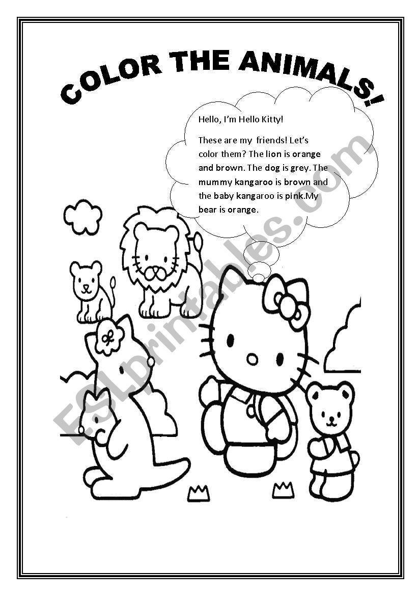 ANIMALS TO COLOR WITH HELLO KITTY