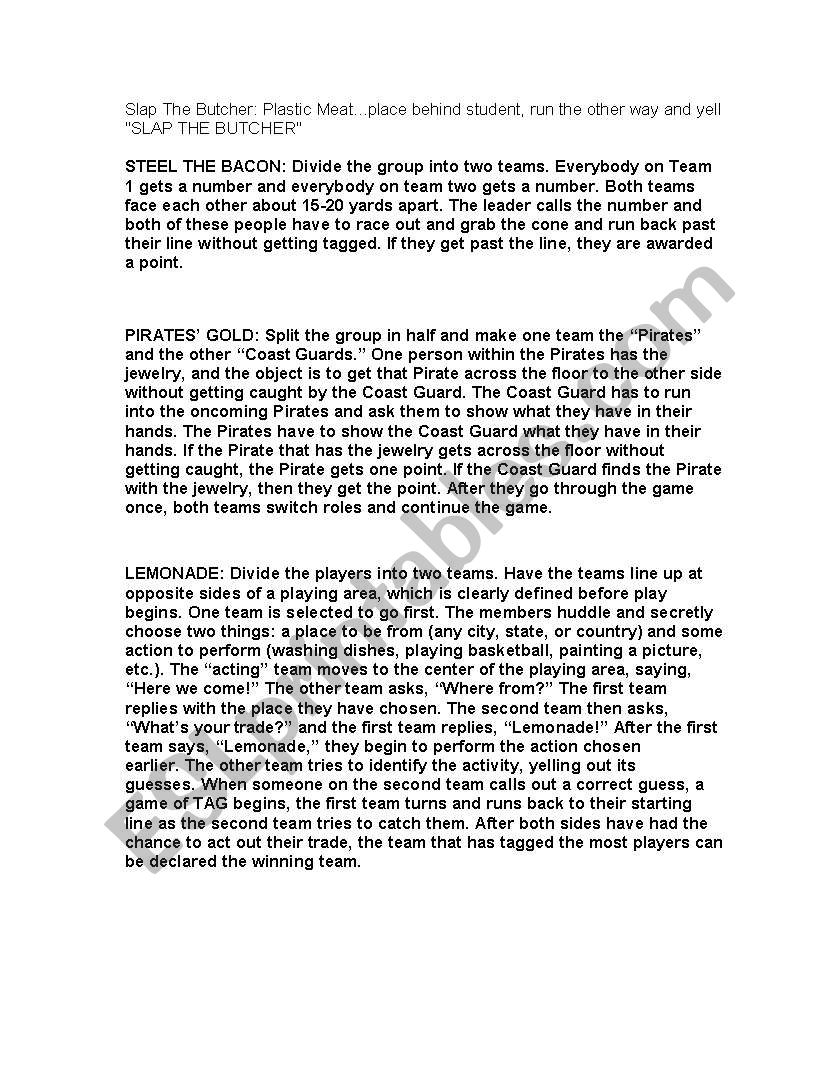 Drama Games  worksheet